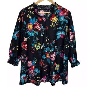 Lane Bryant Floral Blouse - Black, Blue, Pink